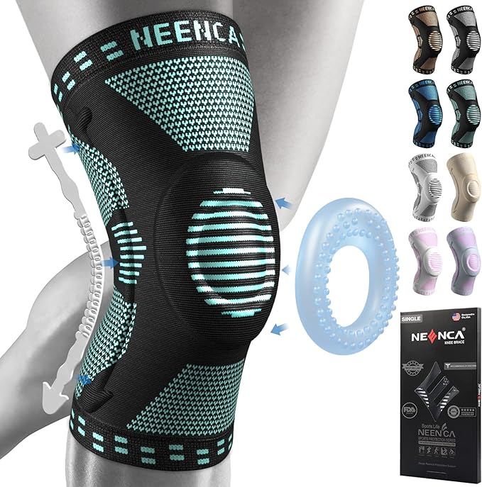 NEENCA Professional Knee Brace for Pain Relief, Medical Knee Support with Patella Pad & Side Stabilizers, Compression Knee Sleeve for Meniscus Tear, ACL, Joint Pain, Runner, Workout (Emerald, Large)