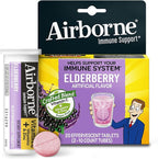 Airborne Elderberry Extract + Vitamin C 1000mg (per Serving) - Effervescent Tablets (20 Count in a Box), Gluten-Free Immune Support Supplement, with Vitamins A C E, Zinc, Selenium, Sugar Free