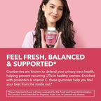 Probiotic Cranberry Gummies for Women - Urinary Tract Health and pH Balance - 1 Billion CFU of Lactobacillus for Bladder Support and Vaginal Wellness - Cran-Raspberry Flavor, 60 count, 1-Month Supply