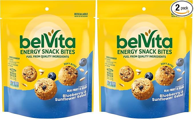 belVita Energy Snack Bites, Blueberry and Sunflower Seed, 5 oz (Pack of 2)