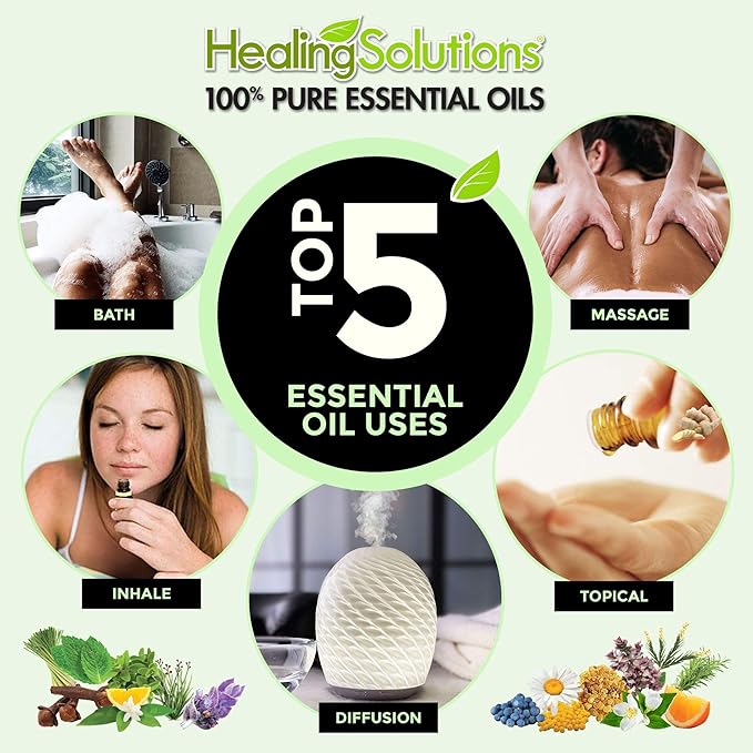 Healing Solutions 2 oz Sleep Essential Oil for Diffuser, Relaxation, Organic, Pure, Undiluted - Dream Essential Blend, 60 ml Sleep Aid - Organic Diffuser Oil