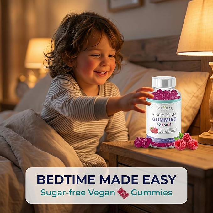 Calm Kids Magnesium Citrate Gummies – Sugar Free, Sleep Aid, Calming, Stress Relief, Bone Health, Muscle Relaxation, Chewable Magnesium Supplement for Kids, 180 Vegan Gluten-Free Gummies