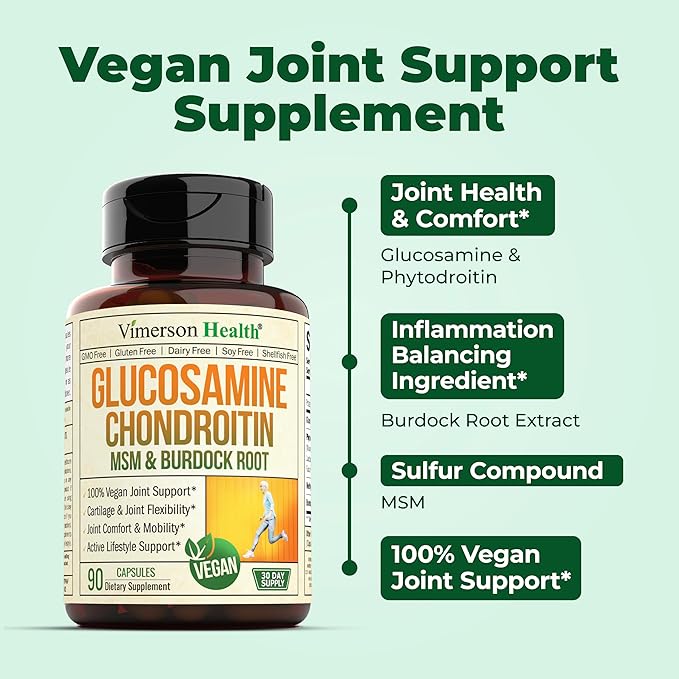 Vegan Glucosamine Chondroitin MSM Joint Support Supplement & Complete Multivitamin for Women