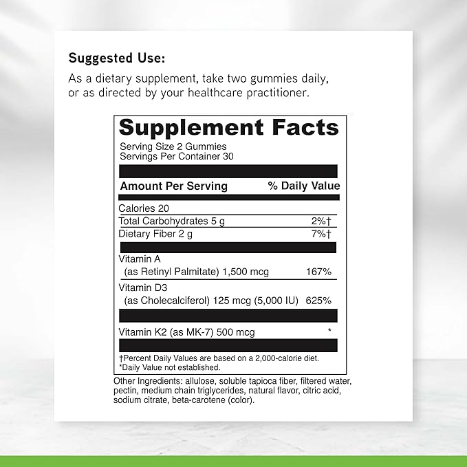DAVINCI Labs ADK Gummies - Helps Support Bone Health & Immune Response* - Multivitamin Gummy with Vitamins A, D3 & MK-7 - Vegetarian, Gluten Free, Soy Free - Pineapple Flavor - 60 Gummies