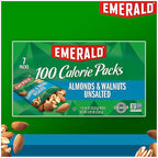 Emerald Nuts Unsalted Almonds and Walnuts 7 Ct (1-Pack), 100-Calorie Individual Packs of Nut Blend, Kosher Certified, Non-GMO, Contains No Artificial Preservatives, Flavors or Synthetic Colors