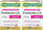 Nature's Bounty Probiotic, for Occasional Gas and Bloating Dietary Formula, Dietary Supplement, Helps with Abdominal Discomfort, Promotes Digestive Health, 25 Capsules (Pack of 2)