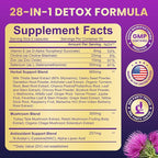 28-in-1 Liver Cleanse Detox & Repair - 1500mg Liver Health Support with Milk Thistle, Dandelion Root, Artichoke Extract, and 20+ Herbal Liver Support Supplements - Made in USA - 60 Capsules