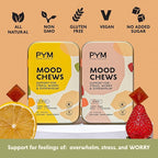 PYM Citrus Mood Chews Support for Stress, Worry & Overwhelm, 120 Count | 130mg GABA, 90mg L-Theanine | Vegan, Non-GMO, Gluten-Free, No Added Sugar | All-Natural Mood Balance Supplement Made in USA