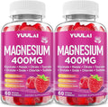 Pack of 2 Magnesium Complex Gummies 400mg, Magnesium Glycinate, Malate, Citrate, Taurate, Oxide & More | w/Ashwagandha Extract, D3 & B12 for Calm, Zzz, Relaxation, Raspberry Flavor, 120 Count