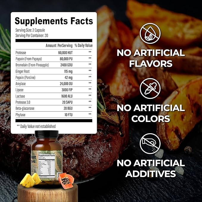 Santa Cruz Paleo, Pre-Feast Digestive Enzymes Supplement, Multi Enzyme for Women and Men, Fiber Supplement for Gut Health & Digestive Health, Gluten Free, Keto, Paleo, Sugar Free, 60 Capsules