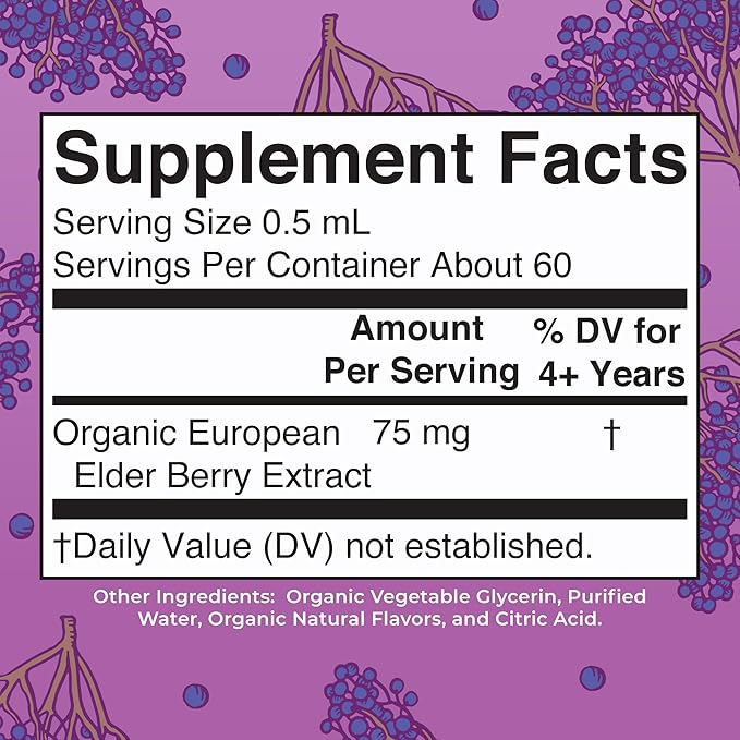 MARYRUTH'S USDA Organic Elderberry Liquid Drops for Kids | Vegan Elderberry Extract Organic Glycerin | Immune Support Supplement | Overall Health | Formulated for Ages 4-13 | 1oz