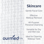 Ourmed Life Face Towels, Disposable Biodegradable Clean Facial Towels for Sensitive Skin, Lint- free Face Cloths for Makeup Remover, Skincare and Women Cleaning, Dry Wipes,600 Count EF Texture