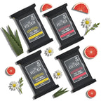 The Nobleman 4-Pack Face + Body Aloe Infused Cleansing Wipes: 2 Charcoal Packs with Chamomile and 2 Refreshing Packs with Grapefruit (120 Ct.), CharcoalRefreshing