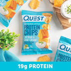 Quest Nutrition Cheddar & Sour Cream Protein Chips, 19g Protein, 4g Net Carbs, Low Carb, Gluten Free, 1.1 oz, 4 count
