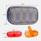 Serfeymi Weekly Travel Pill Organizer 2 Times A Day AM PM Upgraded Rainbow Pill Box 7 Day with Portable Zipper PU Leather Pill Case, Medicine Organizer for Pills, Vitamins, Fish Oils - Lines 01
