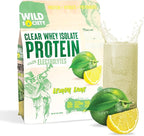 WILD SOCIETY - Clear Protein Powder + Electrolytes - 20g Clear Whey Protein Isolate Drink - Zero Sugar - 0g Lactose - Natural Flavors & Colors - Muscle Post Workout Recovery - Lemon Lime, 16 oz