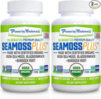 Power By Naturals Sea Moss Plus – USDA Organic Irish Sea Moss Capsules with Bladderwrack & Burdock Root – Immune Support – Vegan, Non-GMO, Gluten-Free – 120 Capsules, 2-Pack (2-Month Supply)