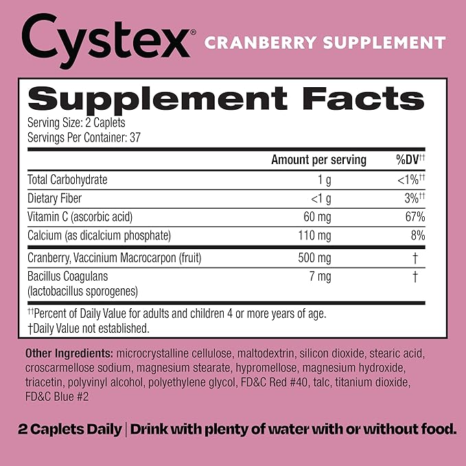 Cystex Cranberry Urinary Health Supplement - 3-in-1 UTI Protection with Probiotics, Prebiotics, & Vitamin C - Supports Vaginal pH, Yeast Balance, & Urinary Health - Fast-Acting - Sugar-Free - 75-Count
