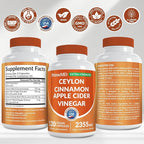 5-in-1 Ceylon Cinnamon Powder Extra Strength – Organic Ceylon Cinnamon Capsules with Turmeric, Apple Cider Vinegar, Korean Ginseng & BioPerine for Metabolism & Energy Support Pills (120 Ct, 3 Pack)