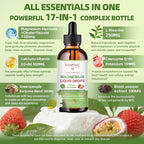 GREENPEOPLE Magnesium Glycinate Liquid Drop - 17-in-1 4Fl. Oz Triple Magnesium Complex Supplement with Glycinate 400mg & Citrate 500mg Taurate/L-Theanine for Calm Mood/Muscle/Sleep,Strawberry Flavor