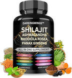 8-in-1 Shilajit 9000 Panax Ginseng 1500MG Ashwagandha 2000MG Rhodiola Rosea 1000MG, Turmeric 500MG, Gingko Biloba 500mg, Stinging Nettle 250MG, Cordyceps Mushroom 500 MG for Full Body Power