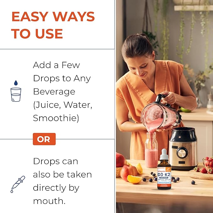 Sandhu's Vitamin D3 K2 Drops for Adults | 5000 IU D3 Liquid, 120mcg K2 Supplement 1 Fl Oz (Pack of 1) | D3K2 Supports Superior Absorption, Energy, Immune, Muscle Health for Men & Women