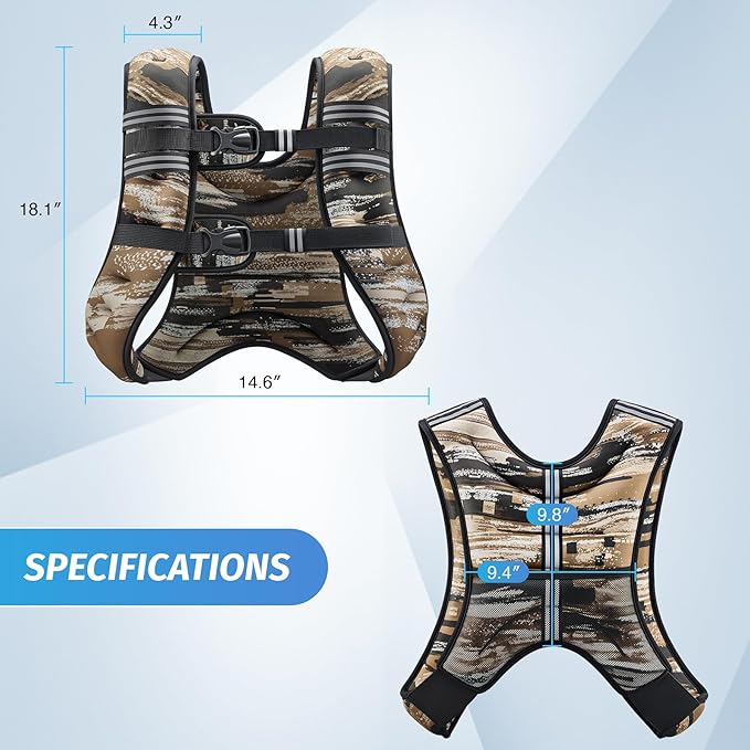 ZELUS Weighted Vest, 6lb/8lb/12lb/16lb/20lb/25lb/30lb Weight Vest with Reflective Stripe for Workout, Strength Training, Running, Fitness, Muscle Building, Weight Loss, Weightlifting