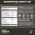 MTN OPS Ignite Sugar Free Energy Drink Powder Variety Pack with 200mg Caffeine, Travel Pre Workout Packets for to-Go Energy, Nootropic Blend, L Arginine & L Citrulline, Backcountry Flavors