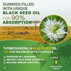 Black Seed Oil Gummies for Adults & Kids 9+, Chlorophyll & Sea Moss Supplement, Biotin with Hydrolyzed Collagen for Skin, Hair & Nails, Vit E, C, Zinc for Immune, Overall Health, Organic Cold Pressed