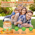 Calcium Citrate Gummies - 1200mg Calcium Gummies Supplements for Women & Men with Vitamin D3, K2, Magnesium, Zinc High Absorption for Bone, Muscle & Immune Support, Orange Flavor, 60 Count