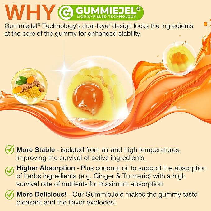 LILICARE Ginger Chews Gummies for Nausea & Digestive Support, Stomach Relief, Sugar Free with Turmeric,Odorless Garlic, Quercetin, Vitamin D3,Digestive Supplements for Occasional Bloating & Gas, 2Pack
