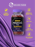 Carlyle Melatonin 1mg Gummies | 90 Count | Fruit Flavor Gummy Supplement | Vegan, Non-GMO, Gluten Free