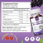 60 Gummies Sambucus Elderberry Gummies - Immune Support for Adults and kids 4+ 5 in 1 with Vitamin C, Zinc, Yeast β-glucan, Probiotics Complex, Nature Elderberry Supplement, Non-GMO, Gluten Free