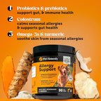 Dog Allergy Relief Immunity Chews - Paw Licking, Itching & Seasonal Allergies - with Colostrum, Probiotics, Turmeric & Salmon Oil - Vet Recommended Anti-Itch Supplement for Dogs (Salmon, 90 Ct)