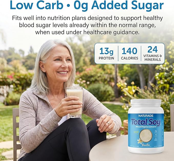 Total Soy Plant-Based Meal Replacement Powder | 13g Complete Soy Protein, Low Carb, Low Sugar | Supports Hormonal Balance, Healthy Blood Sugar & Weight Management | Vanilla, Vegan