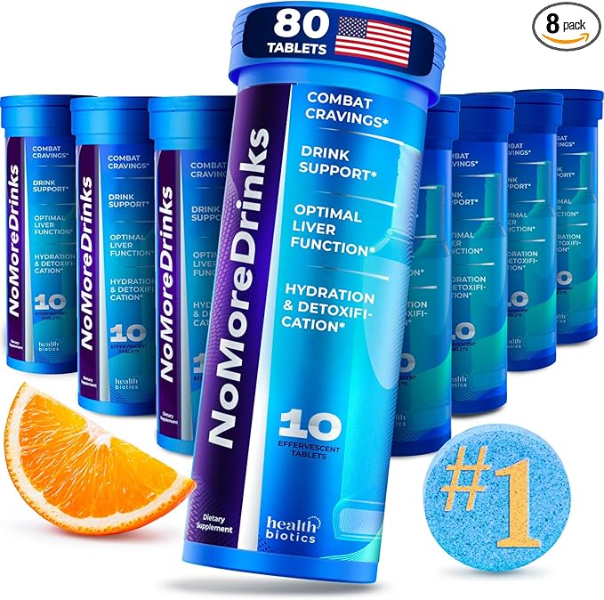 NoMoreDrinks Anti Alcohol Craving Supplement | Liver Detox & Combat Cravings | Energy Support Alcohol Replacement Drink | Organic Milk Thistle Supplement & Dandelion Root & 5HTP | (80) Energy Pills
