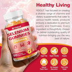 Selenium Supplement for Thyroid Support Gummies 200mcg as Energy Booster for Women and Men, Peach Flavor (60 Count（Pack of 2)