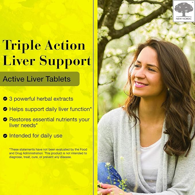 NEW NORDIC Active Liver 90-Day Supply, Daily Liver Supplement, Milk Thistle, Artichoke & Turmeric, 30 Tablets (Pack of 3)