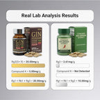 Gin Hongsam Saponin Capsule Plus Korean Red Panax Ginseng Extract - High Rg3 & Compound K Supplement - Caffeine Free Extra Strength Energy, Focus & Immune Support - 60 Capsules