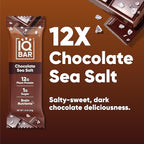 IQBAR Clean Plant Protein Bars - Chocolate Sea Salt - 12 Count - Keto, Vegan, High Fiber, Gluten and Dairy Free, Low Sugar Snack - Brain and Body Nutrients for Focus, Energy, Meal Replacement