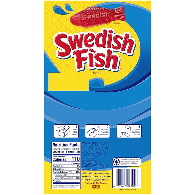 SWEDISH FISH Individually Wrapped Soft & Chewy Gummy Candy, Bulk Candy, 240 Count Box