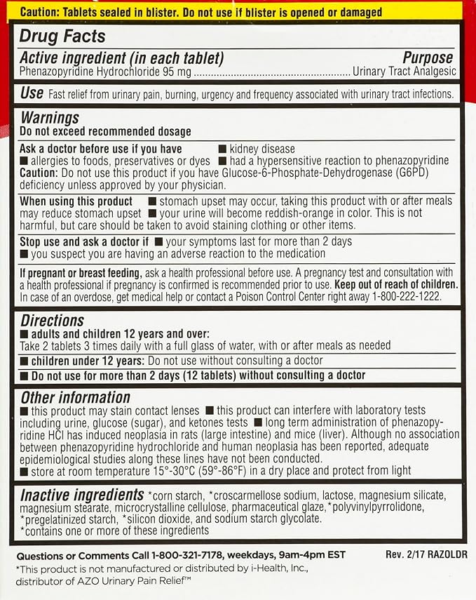 LEADER Urinary Pain Relief Maximum Strength, Fast Relief of UTI Pain, Burning & Urgency, Urinary Tract Infection, Phenazopyridine Hydrochloride 95 mg, 30 Tablets, 5-Pack