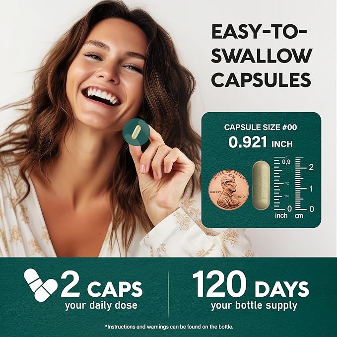Lions Mane Supplement Capsules - Organic Lions Mane - Made in USA - Fruiting Bodies Extract - 1200 mg, 25% Polysaccharides - Memory & Focus Support - As Lions Powder - 240 Capsules, 4 Month Supply