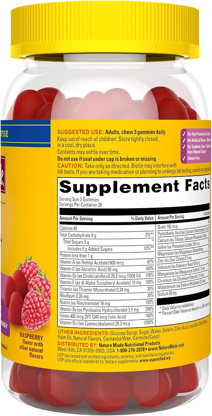 Nature Made Advanced Multivitamin Gummies 50 + for Her, Womens Multivitamins Gummies with Magnesium Citrate, Vitamin D3, Zinc, Calcium and All 8 B Vitamins, 84 Count, 28 Day Supply