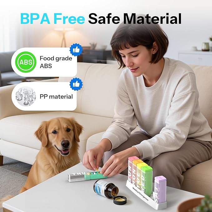 Betife Pill Organizer 3X a Day, Detachable Large Pill Box 7 Day, Daily 3 Times Pill Case, Travel Pill Container Holder, Weekly Medication Dispenser Pillbox for Vitamin Supplement Medicine（White）