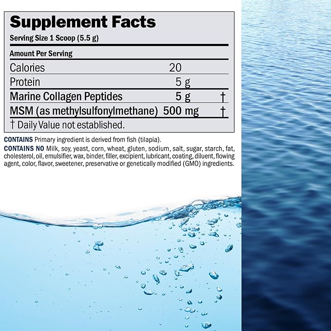 ANDREW LESSMAN Marine Collagen Peptides Powder and MSM 60 Servings - Supports Radiant Smooth Soft Skin, Comfortable Joints. Pure. Super Soluble No Fishy Flavor No Additives Non-GMO