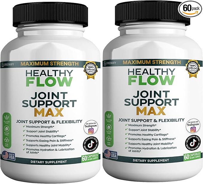 Healthy Flow Joint Support Max, 1500mg Glucosamine, 60 Capsules, Maximum Strength Joint Support Supplement (2)