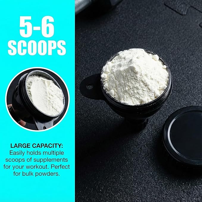 2Pack Protein Powder Container to go Portable Supplement Funnels for Filling Bottles with Protein Powder Compartment Pill Storage, Great for Workout, Travel, to-Go, Fitness