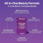 Hair Skin and Nails, Hair Growth Support, Healthy Skin & Nails, Biotin, Vitamins B1, B2, B3, B6 & B7 + B1, Supports Healthy Hair, Radiant Skin and Strong Nails, Vegan, 60 Caplets