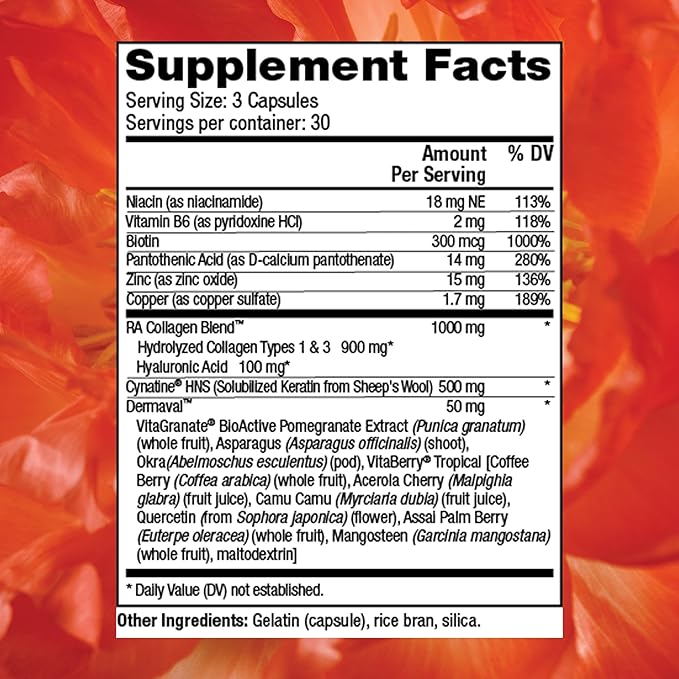 Reserveage Beauty - Tres Beauty 3 - Supplement for Hair Growth, Skin Care & Nail Care - Collagen Supplement with Keratin & Biotin - Gluten Free - 90 Capsules (30 Servings)